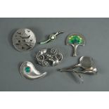 A good collection of mostly Scandinavian jewellery, including a small Danish metalwares brooch