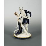 Royal Dux, an Art Deco porcelain Arabian dancers group, circa 1930, said to be modelled on Rudolf