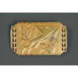 Jonette Jewelry (sic), an Art Deco style brooch, the gilt metal rectangular brooch with leaping deer