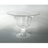 A large Seguso Murano glass centrepiece, the flared bowl with aventurine included rim to a knopped
