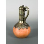 A Wedgwood terracotta ewer, circa 1870, of bottle form with electroplated pierced mounts and