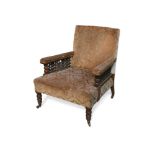 Attributed to Liberty & Co., a late 19th century parlour chair, with upholstered rectangular back