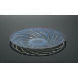 Poissons, an R. Lalique opalescent glass shallow bowl, moulded R. Lalique mark to centre 30cm (12in)