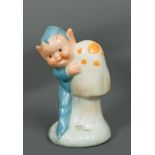 A Shelley Mabel Lucie Atwell model of Boo-Boo Pixie, modelled grasping a toadstool, painted in