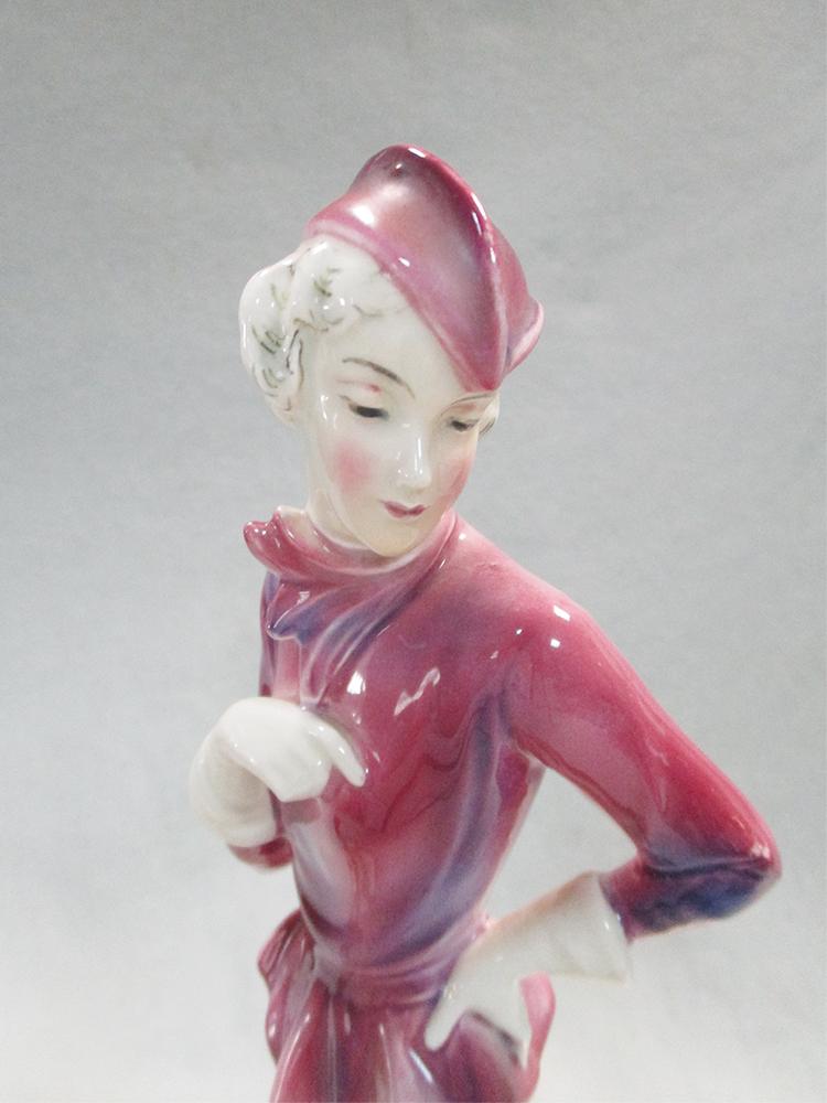 Katzhutte, Germany, an Art Deco pottery group, modelled as a stylish young woman dressed in pink - Image 2 of 6