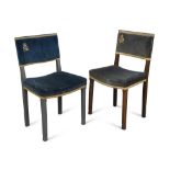 W. Hands & Sons, a George VI 1937 Coronation chair, in limed oak with blue velvet upholstery,