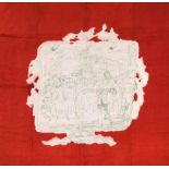 Feliks Topolski for Ascher, 'London 1944', a printed crimson wool scarf with a printed sketch of