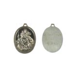 A silver St. Christopher pendant, inscribed to the reverse 'Keith C. Flint, 17-9-69', presumed to be