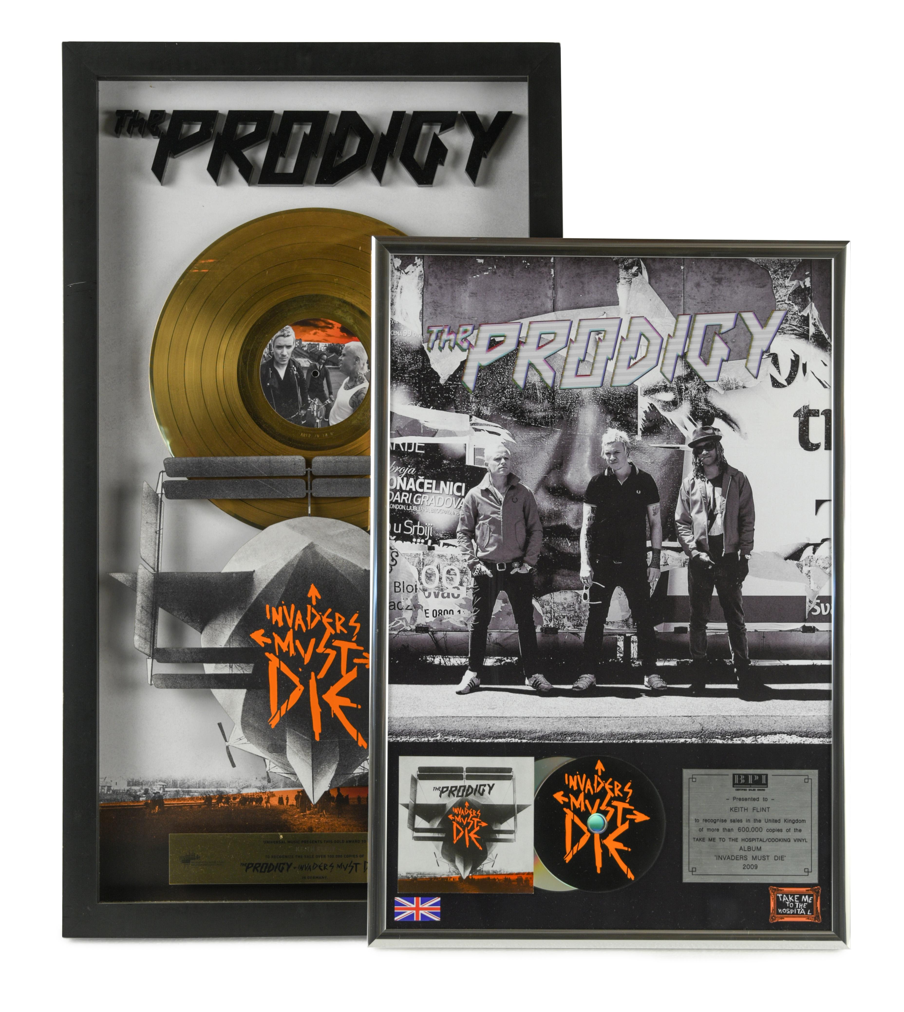 Invaders Must Die' 2009 a presentation gold disc to Keith Flint, to recognise sales in Germany of