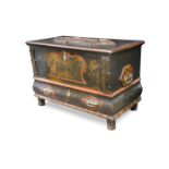 An Eastern painted pine mule chest with a long drawer on block feet 82 x 120 x 64cm (32 x 47 x 25in)
