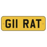 G11 RAT, a cherished number plate on retention expires 27.04.2027