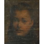 A 19th century portrait study of a boy's head oil on canvas, a fragment 25 x 20.50cm (10 x 8in)