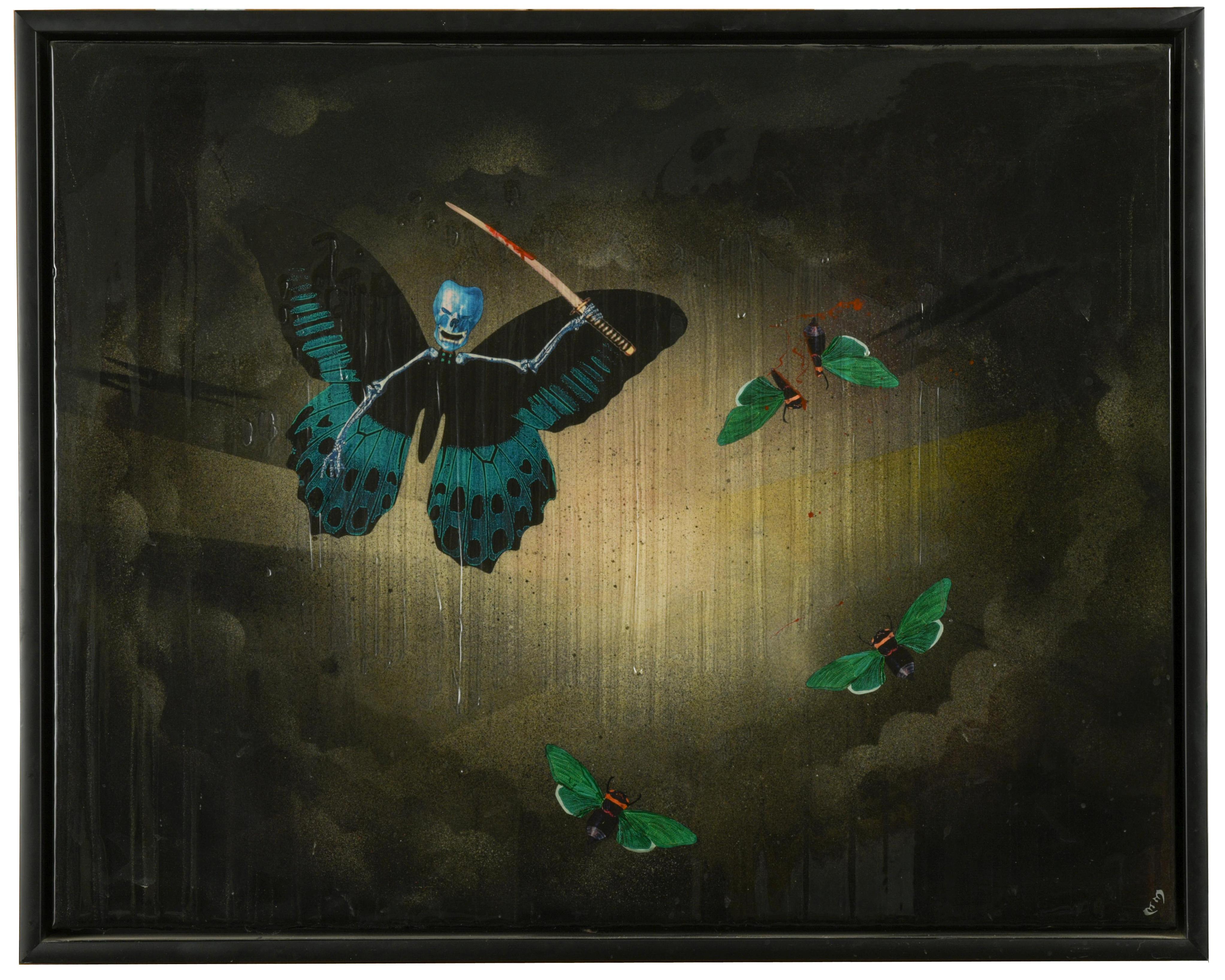 Keith Palmer (Maxim) (British, b. 1967) Ninja Butterfly and Bees signed with initials "MM" lower