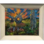 *** Mercer (British, 20th Century), Men an Tor, Morvah, Cornwall, oil on board, signed "Mercer"