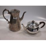 A Victorian silver coffee pot, together with a silver teapot 36.7ozt gross (2)