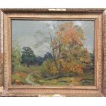 Charles Dyson Smith (British, 1891-1960), Autumn landscape, 39 x 50cm; Sheep on downland, 32 x 39cm;