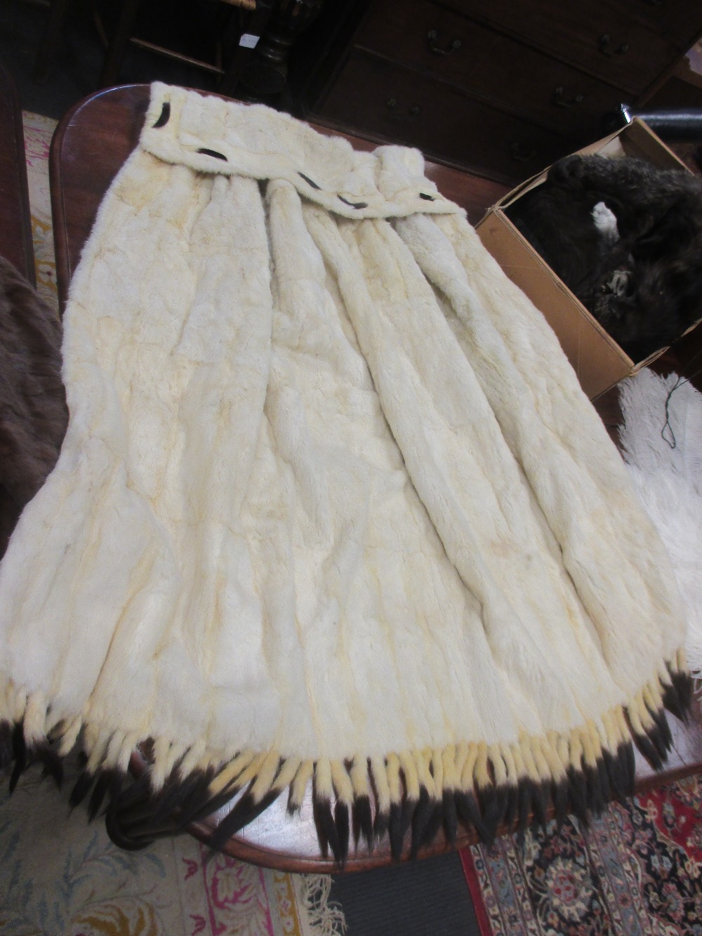 A 1920's ladies white fur cape, two fur jackets, two ostrich fans and various fur stoles etc - Image 2 of 4