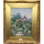 Theresa Sylvester Stannard (1844-1920), A Garden Gate, signed in full lower left, watercolour, 35