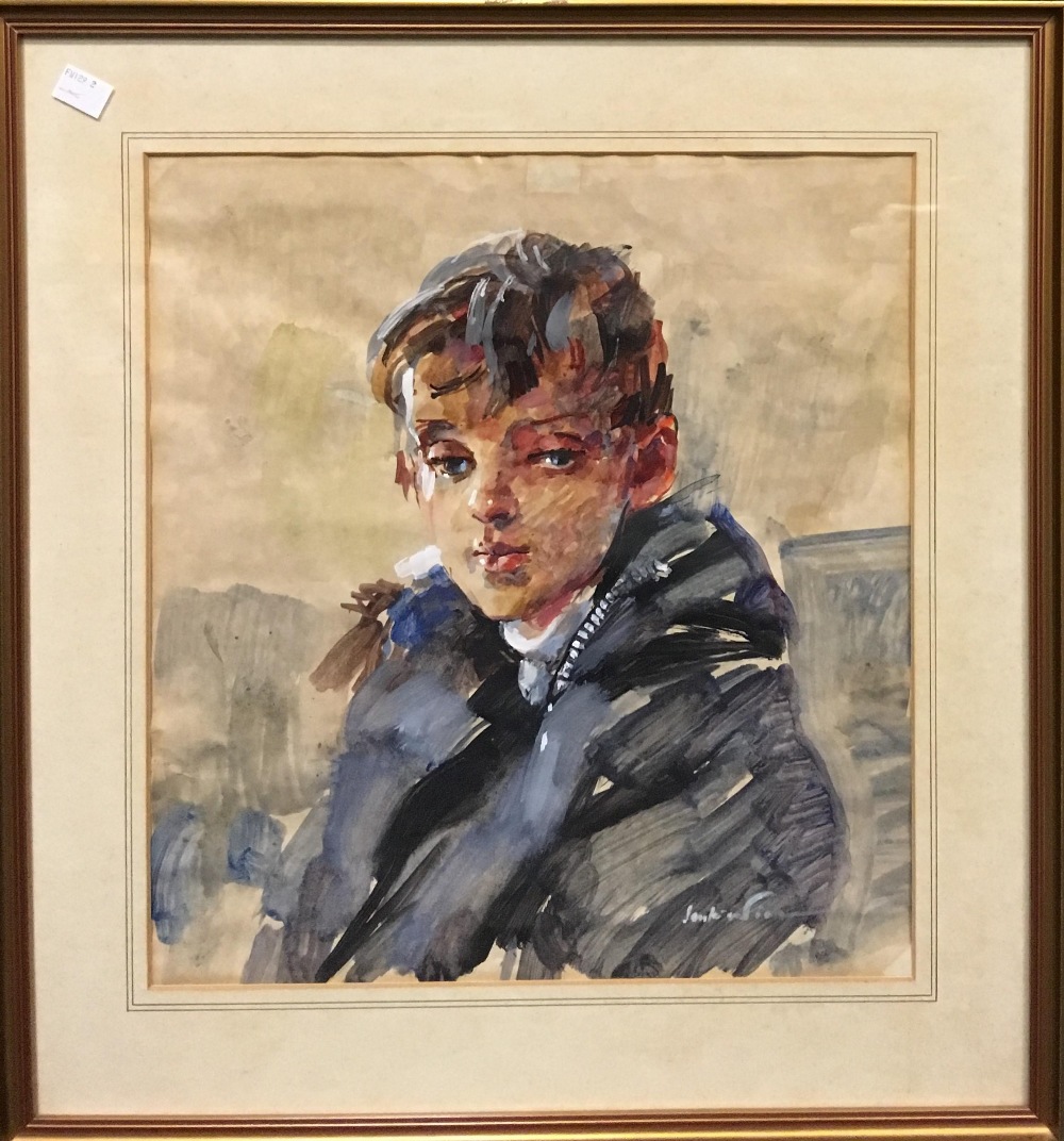 § Robert Lenkiewicz (British, 1941-2002), Portrait of Michael John McCann aged 12, watercolour, - Image 2 of 8