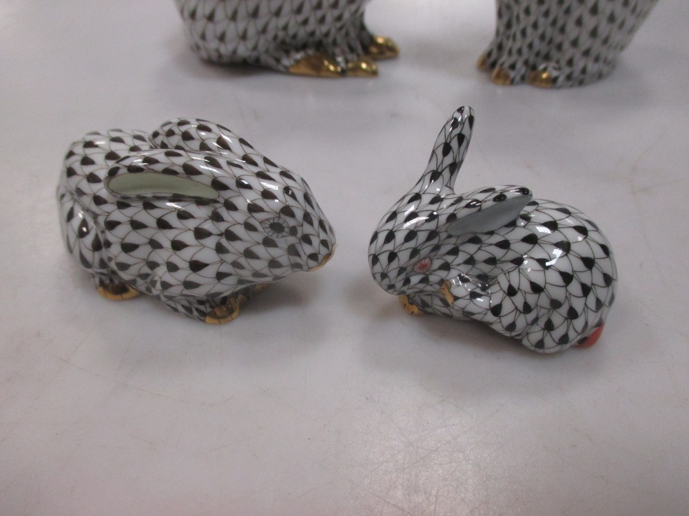 Herend: four porcelain rabbit figurines of varing size. Provenance: Purchased from Mappin & Webb, - Image 3 of 5