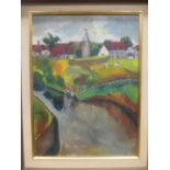 ***Francis (Modern British School) , French river scene, oil on board, signed lower right, 40 x 29