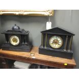 Three Victorian slate mantle clocks