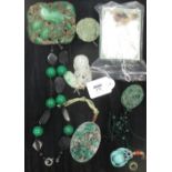 A collection of jade and hardstone jewellery