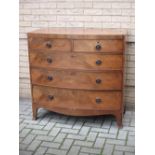 A Regency mahogany bow front chest 101 x 103 x 52cm