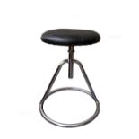 A mid-century Calthorpe 'Dinkie' height adjustable stool, the black vinyl seat on a chromed