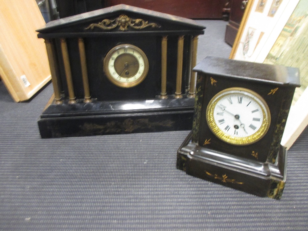 Three Victorian slate mantle clocks - Image 2 of 2