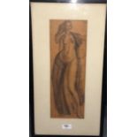 Arc Shaw? (British, 20th Century) Study of a nude, draped in a shawl signed lower left indistinctly