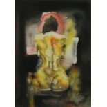 Nikolay Yanakiev (Bulgarian, b. 1954), Seated Nudes, mixed media, both signed, 49 x 35 cm (2)