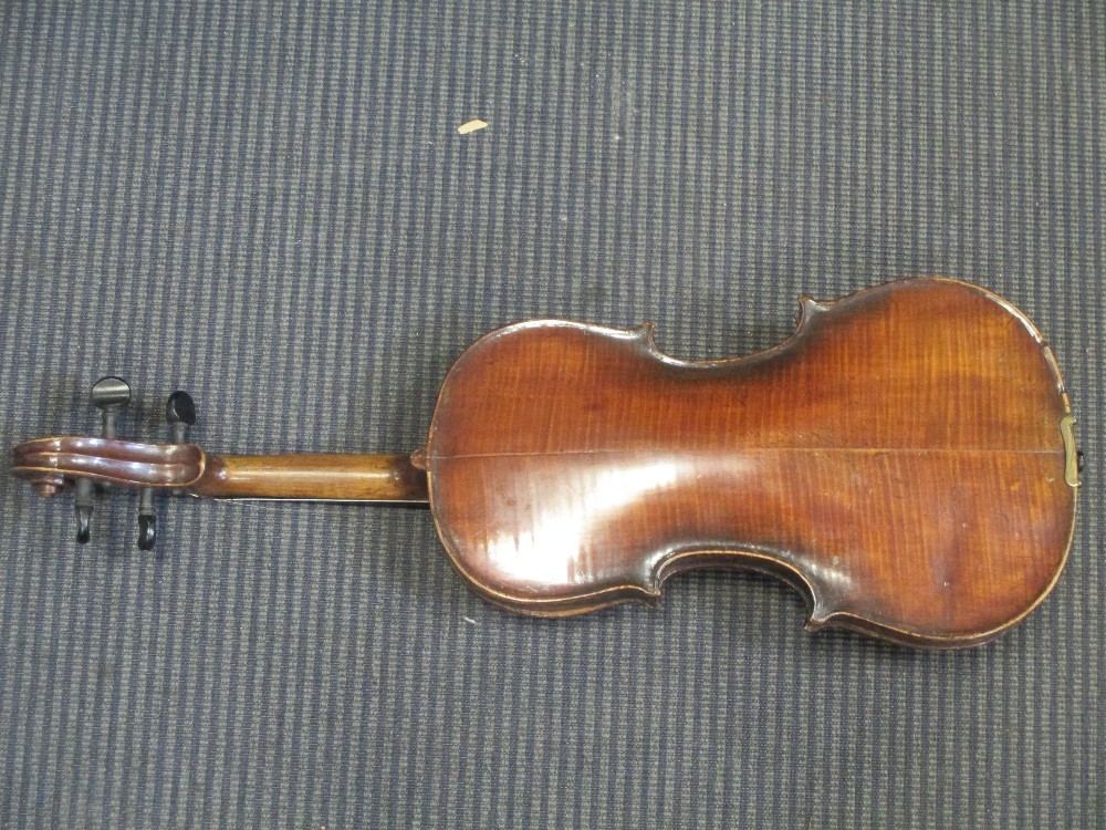 A German violin with Stradivarius label (full size) cased Signs of repair and damage - Image 14 of 15