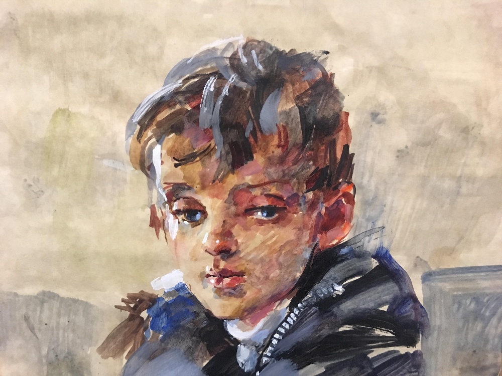 § Robert Lenkiewicz (British, 1941-2002), Portrait of Michael John McCann aged 12, watercolour, - Image 4 of 8