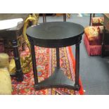 A 19th century French black painted circular occasional table, 66cm diameter, together with