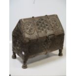 A late 19th century/ early 20th century Indian chip carved table cabinet 33 x 36 x 19cm