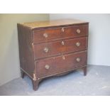 A 19th century oak chest of three drawers and a Victorian mahogany chest of drawers (2)