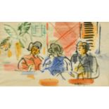 Keith Stuart Baynes (British, 1887-1997) 'Cafe Perpignan', watercolour, signed lower right, 16 x
