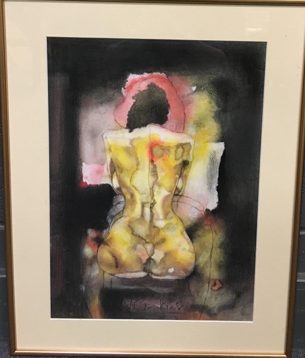 Nikolay Yanakiev (Bulgarian, b. 1954), Seated Nudes, mixed media, both signed, 49 x 35 cm (2) - Image 7 of 10