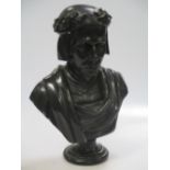 A Bronze bust of a nobleman with laurel crown 30cm high