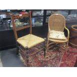 An Edwardian children's chairs with one cushion (2)