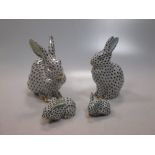 Herend: four porcelain rabbit figurines of varing size. Provenance: Purchased from Mappin & Webb,