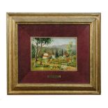 Renzo Paoletti (Italian, 20th Century), Tuscan landscape, oil on masonite, 13 x 17cm, with