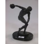 After the antique, a bronze discus thrower, 22cm high