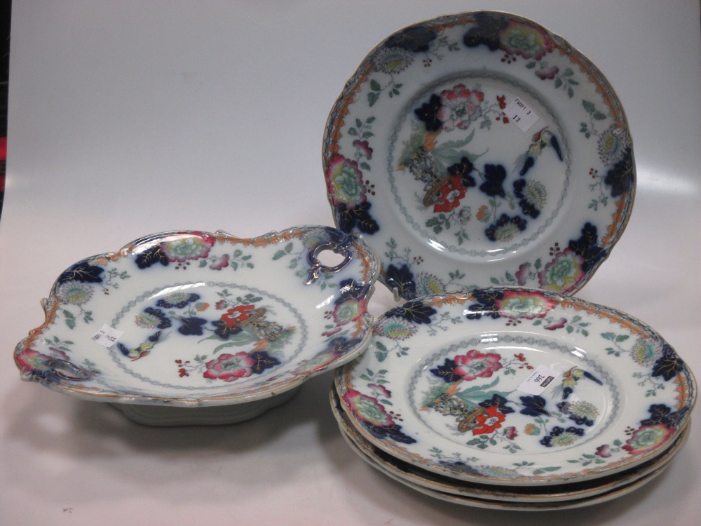 A Victorian stoneware part dessert service, "Persiana", comprising 17 pieces some A/F - Image 3 of 5