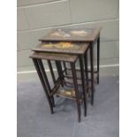 A nest of Edwardian black lacquer occasional tables (3)
