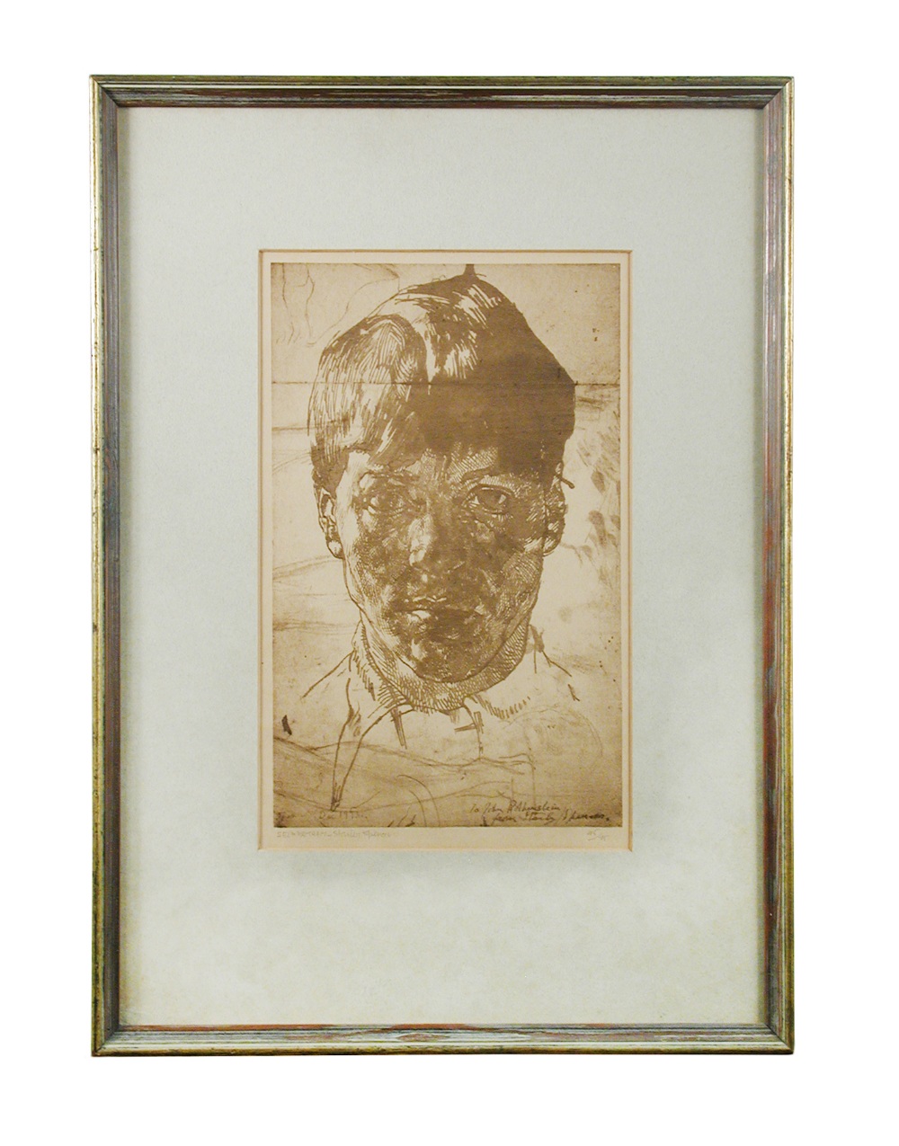 Stanley Spencer (1896-1980), Self portrait, offset lithograph of an ink drawing, dedicated to John