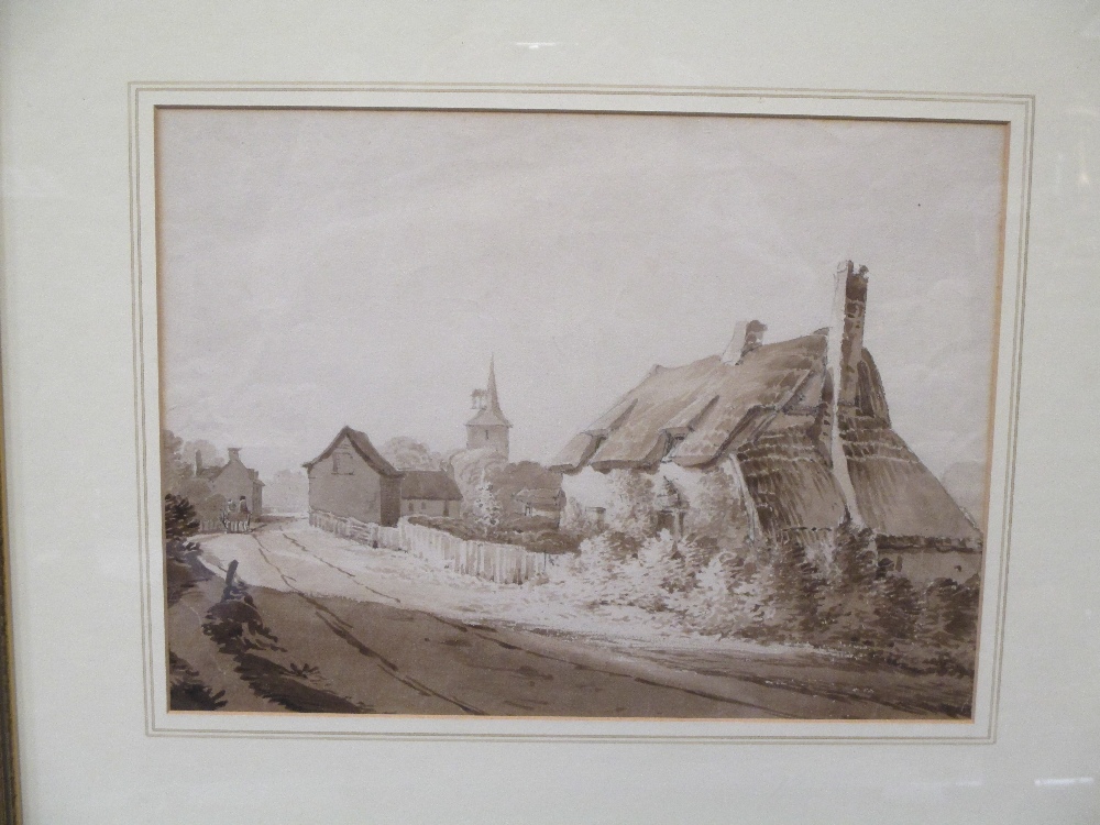 The Reverend James Bourne (1773-1854), A Thatched cottage near a church, believed to be Sleaford, - Image 6 of 6