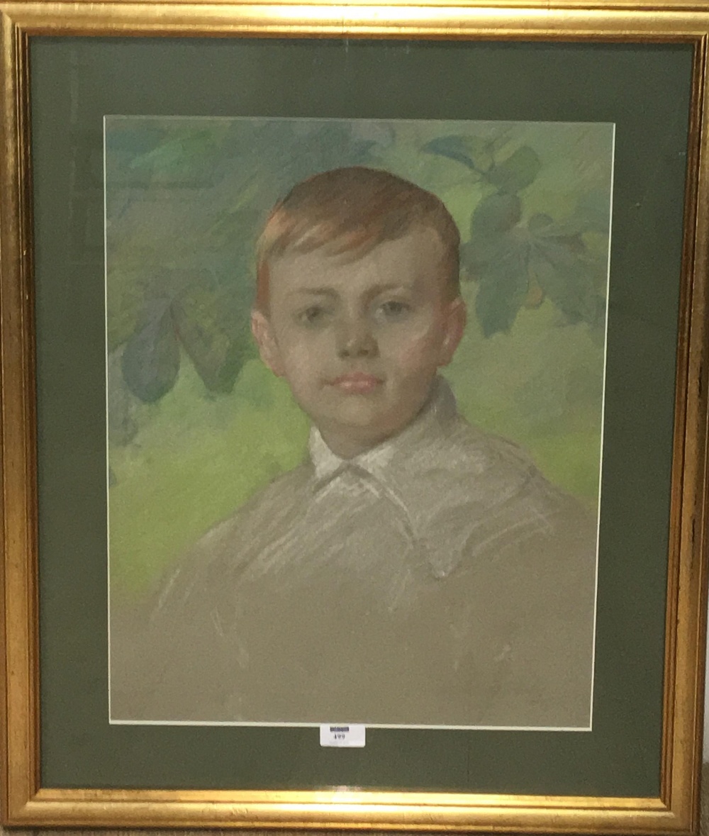 Modern British School, 20th Century, Portrait of a boy, pastel, indistinctly signed lower right,