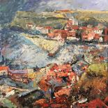 Modern British School, Coastal town, possibly Whitby, oil on canvas, signed to the reverse "Dan Shea